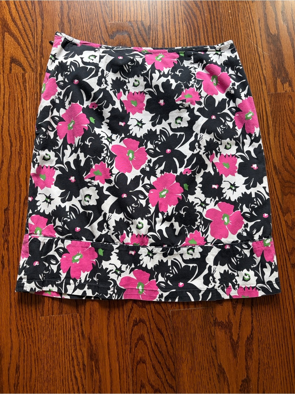 Floral Pencil Skirt in Pink and Black